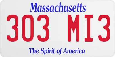 MA license plate 303MI3