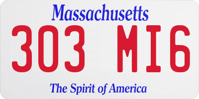 MA license plate 303MI6