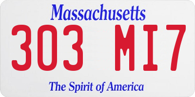 MA license plate 303MI7