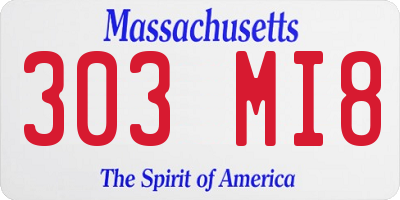 MA license plate 303MI8