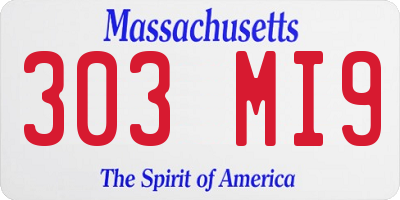 MA license plate 303MI9