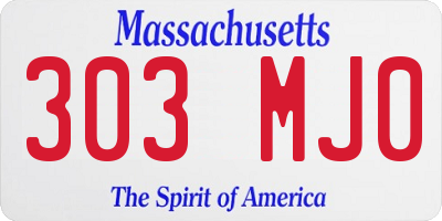MA license plate 303MJ0