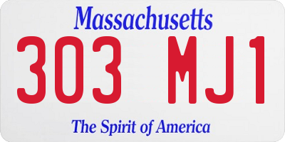 MA license plate 303MJ1
