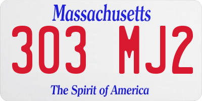 MA license plate 303MJ2
