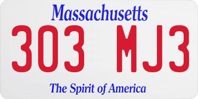 MA license plate 303MJ3