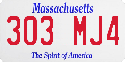 MA license plate 303MJ4
