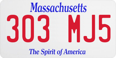 MA license plate 303MJ5