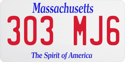 MA license plate 303MJ6