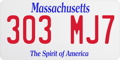MA license plate 303MJ7
