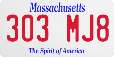 MA license plate 303MJ8