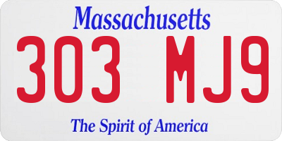 MA license plate 303MJ9
