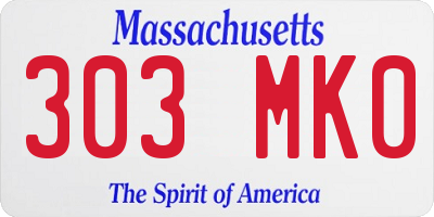 MA license plate 303MK0