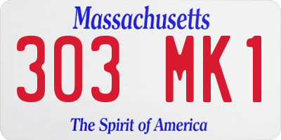 MA license plate 303MK1