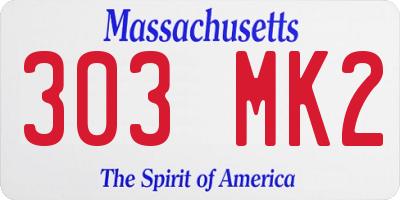 MA license plate 303MK2