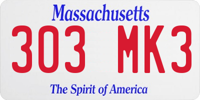 MA license plate 303MK3