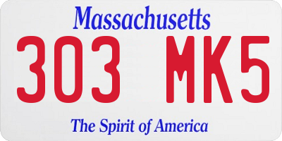 MA license plate 303MK5