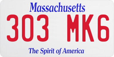 MA license plate 303MK6