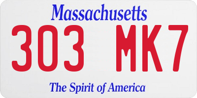 MA license plate 303MK7