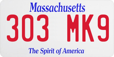 MA license plate 303MK9