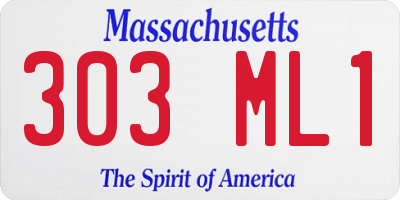 MA license plate 303ML1