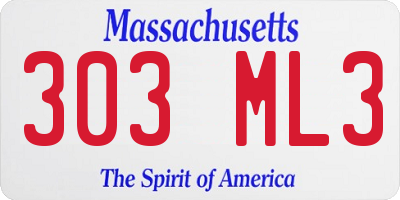 MA license plate 303ML3