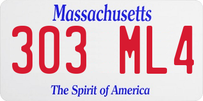 MA license plate 303ML4