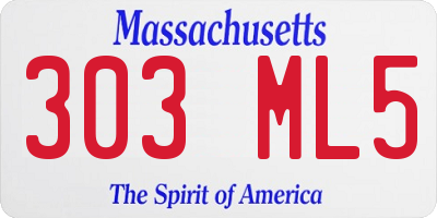 MA license plate 303ML5