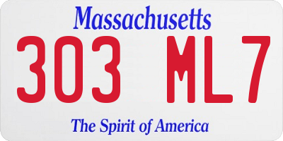 MA license plate 303ML7