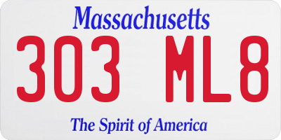 MA license plate 303ML8