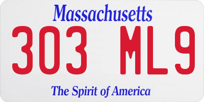 MA license plate 303ML9