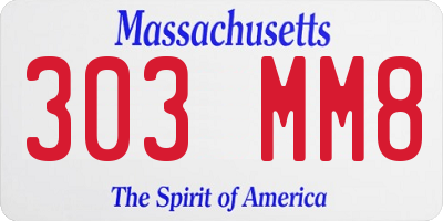 MA license plate 303MM8