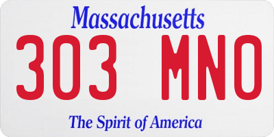 MA license plate 303MN0