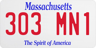 MA license plate 303MN1