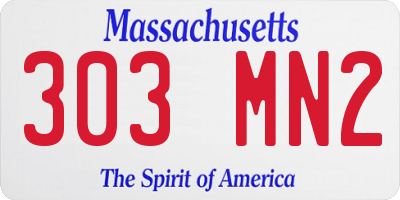 MA license plate 303MN2