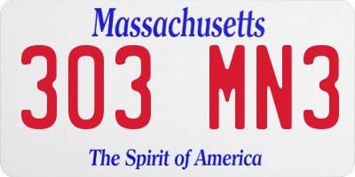 MA license plate 303MN3