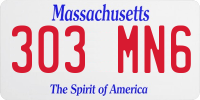 MA license plate 303MN6