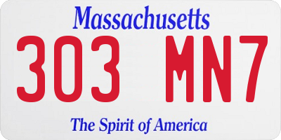 MA license plate 303MN7