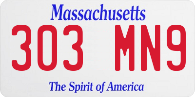 MA license plate 303MN9