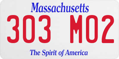 MA license plate 303MO2