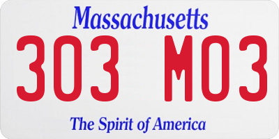MA license plate 303MO3