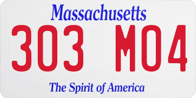 MA license plate 303MO4