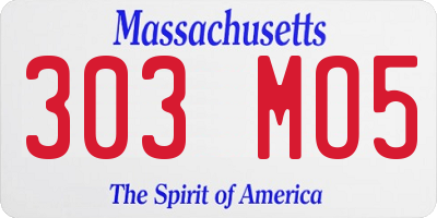MA license plate 303MO5