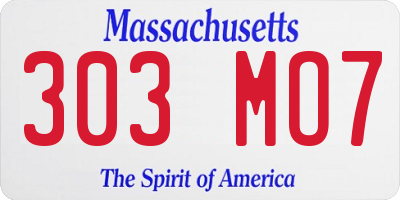 MA license plate 303MO7