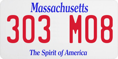 MA license plate 303MO8