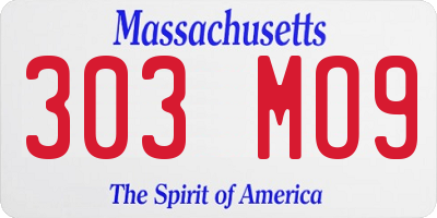 MA license plate 303MO9