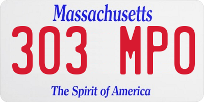 MA license plate 303MP0