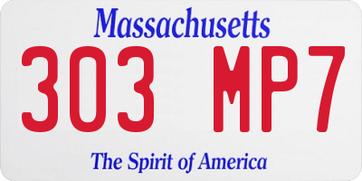 MA license plate 303MP7