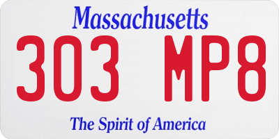 MA license plate 303MP8