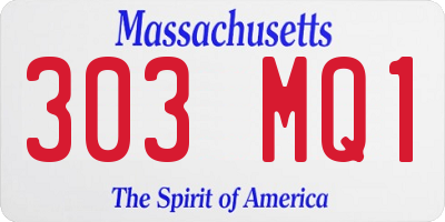 MA license plate 303MQ1