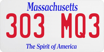 MA license plate 303MQ3